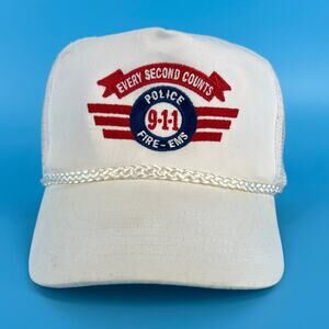 90s 911 Police Fire EMS Every Second Counts hat 1990s vintage